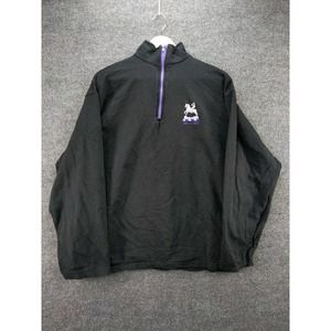 Mens 1/4 Zip Pullover Sweatshirt Embroidered Horse Racing Jockey 1904-2004 Black